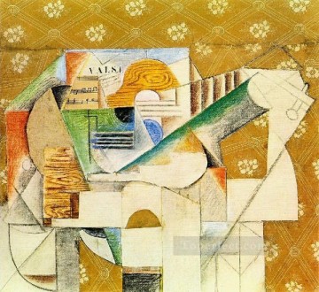 Guitar and sheet of music 1912 Pablo Picasso Oil Paintings